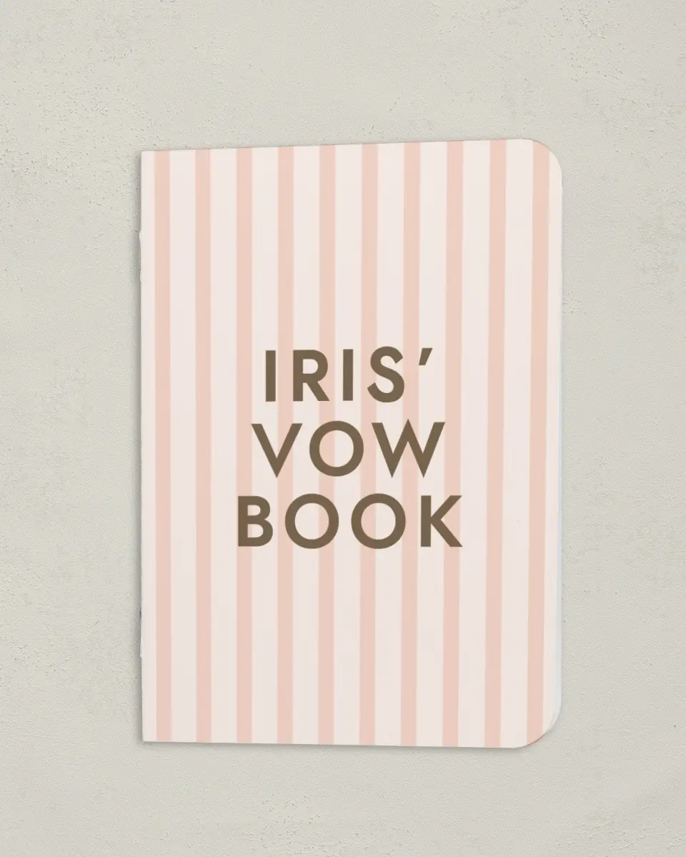 This is a 4" x 5½" Folded Bride Vow Book called Serendipity & Stripes (Bride) printed in full color