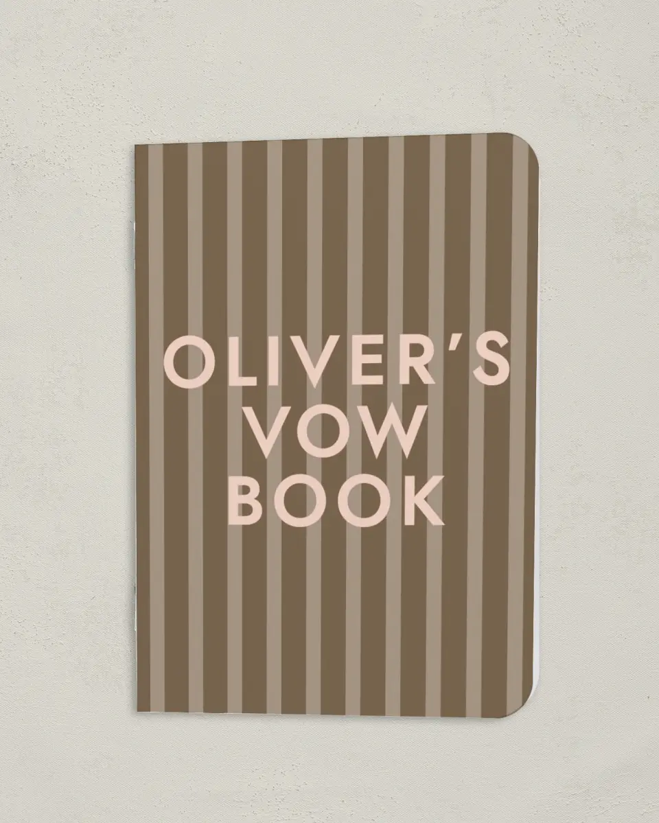 This is a 4" x 5½" Folded Bride Vow Book called Serendipity & Stripes (Groom) printed in full color