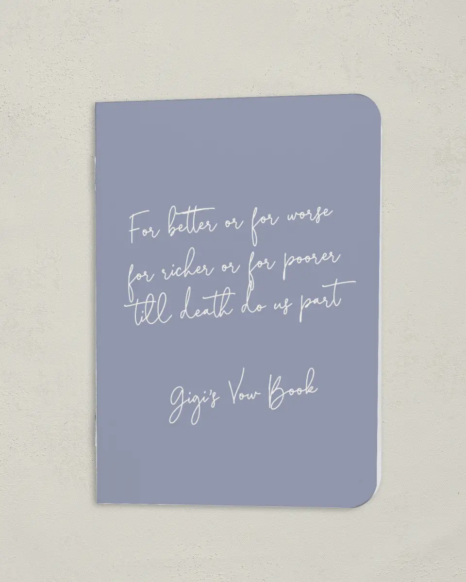 This is a 4" x 5½" Folded Bride Vow Book called Yours Truly (Bride) printed in full color