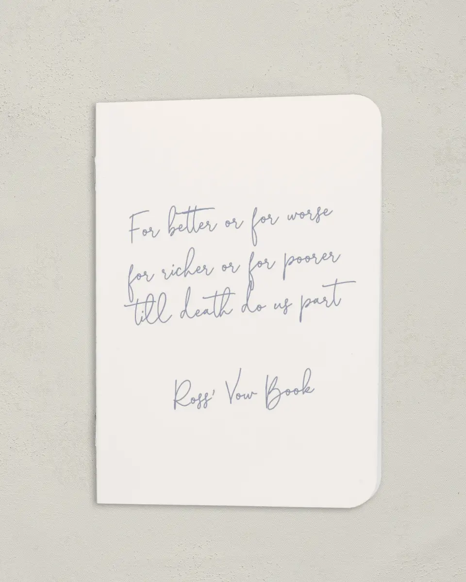 This is a 4" x 5½" Folded Bride Vow Book called Yours Truly (Groom) printed in full color
