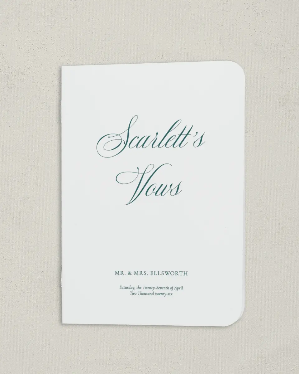 This is a 4" x 5½" Folded Bride Vow Book called Delicate Vintage (Bride) printed in full color