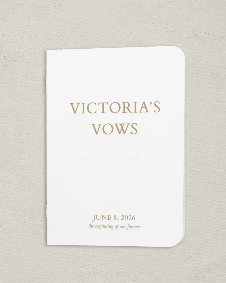 This is a 4" x 5½" Folded Bride Vow Book called Soft Branchlets (Bride) printed in full color