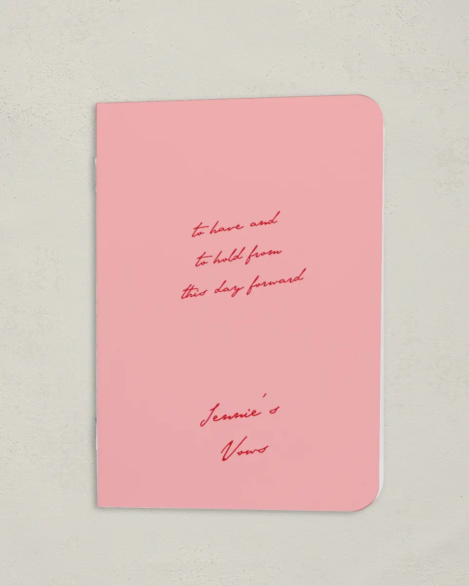 This is a 4" x 5½" Folded Bride Vow Book called With All Our Love (Bride) printed in full color