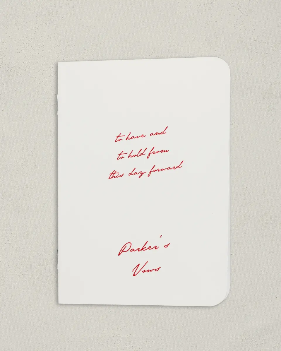 This is a 4" x 5½" Folded Bride Vow Book called With All Our Love (Groom) printed in full color