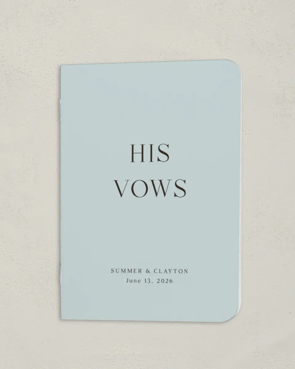 This is a 4" x 5½" Folded Bride Vow Book called Beacon of Love (Groom) printed in full color
