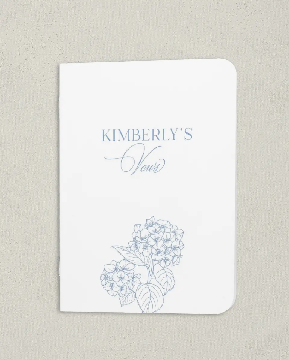 This is a 4" x 5½" Folded Bride Vow Book called Woven Serenity (Bride) printed in full color