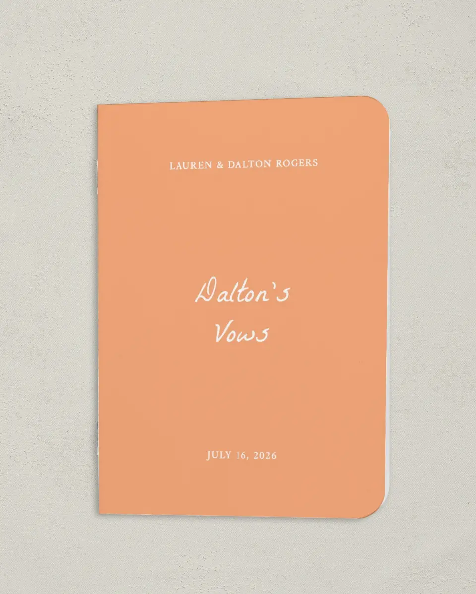 This is a 4" x 5½" Folded Bride Vow Book called Ever After Blooms (Groom) printed in full color
