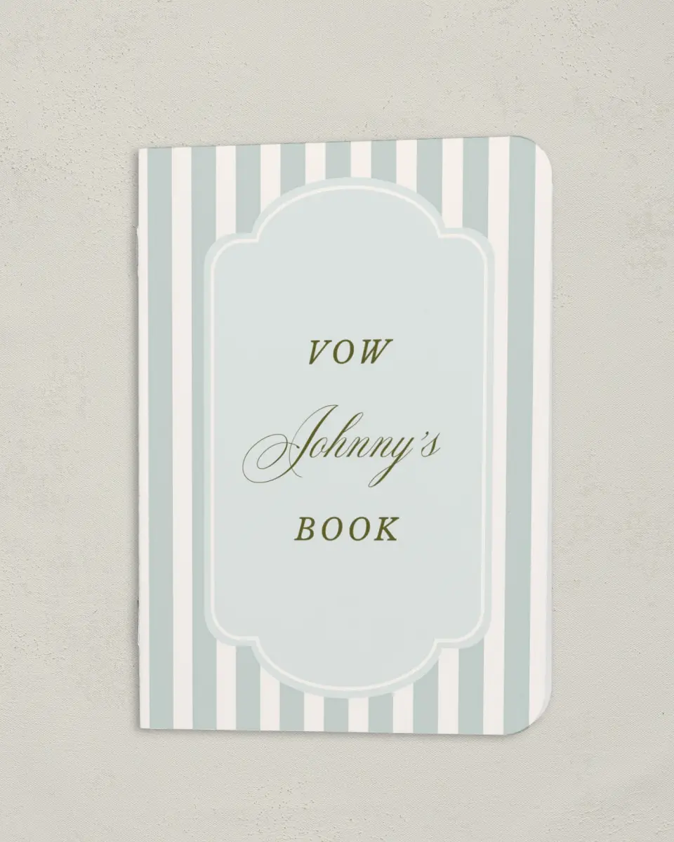 This is a 4" x 5½" Folded Bride Vow Book called Love You Forever (Groom) printed in full color