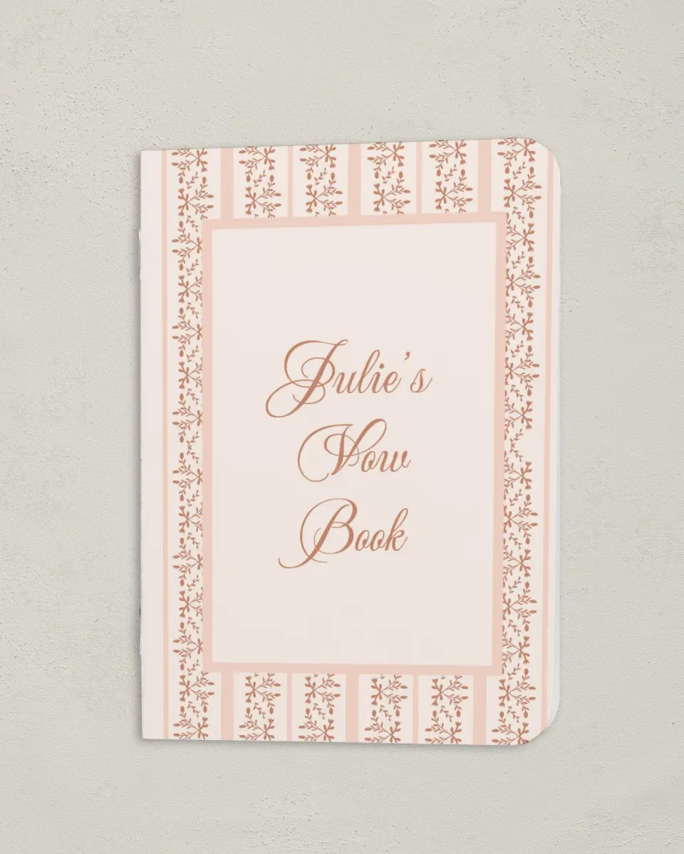 This is a 4" x 5½" Folded Bride Vow Book called Patterned Love (Bride) printed in full color