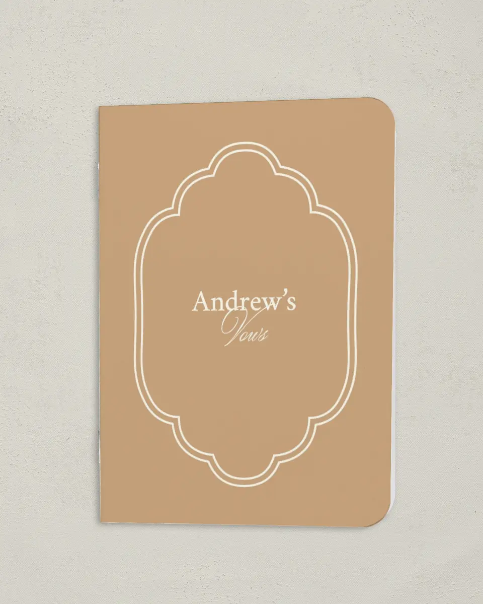 This is a 4" x 5½" Folded Bride Vow Book called Beaded Veil (Groom) printed in full color