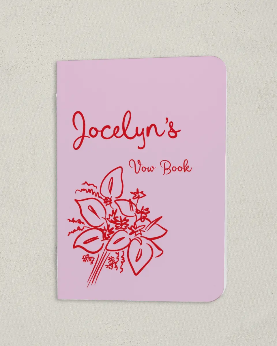 This is a 4" x 5½" Folded Bride Vow Book called Flourishing Love (Bride) printed in full color
