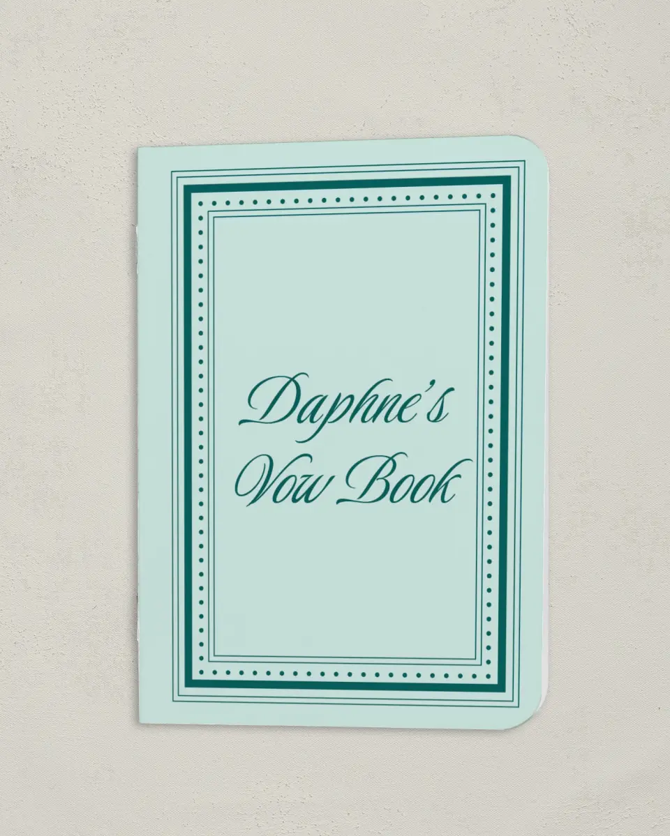 This is a 4" x 5½" Folded Bride Vow Book called Faithful Frame (Bride) printed in full color