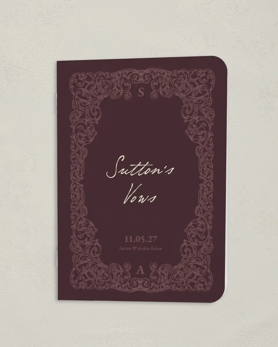 This is a 4" x 5½" Folded Bride Vow Book called Victorian Aura (Bride) printed in full color