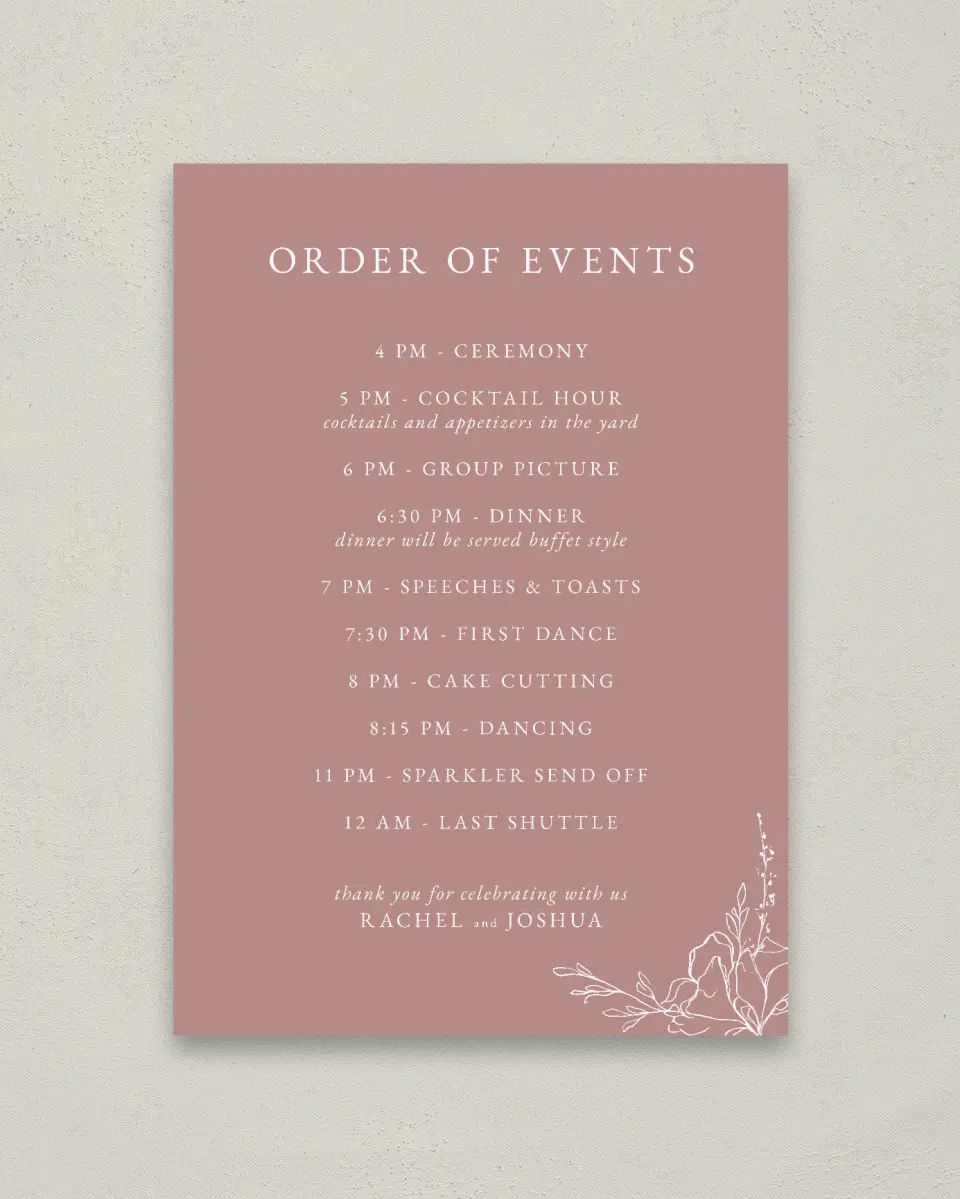 This is a 20" x 28" Schedule Sign called Blooming Rose printed in full color