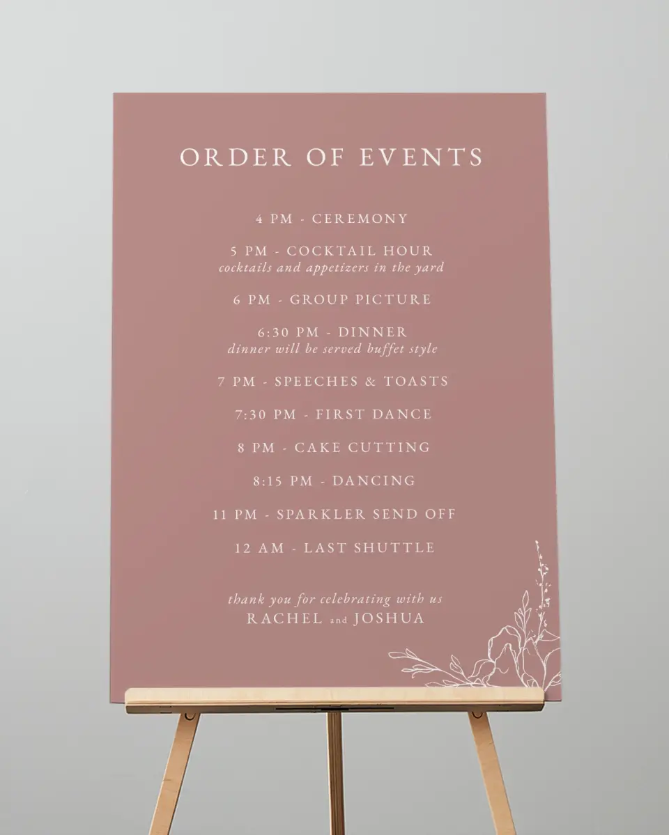 This is a 20" x 28" Schedule Sign called Blooming Rose printed in full color