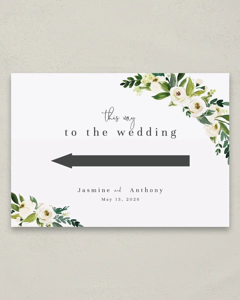 This is a 20" x 28" Direction Sign called Wedding Florals printed in full color