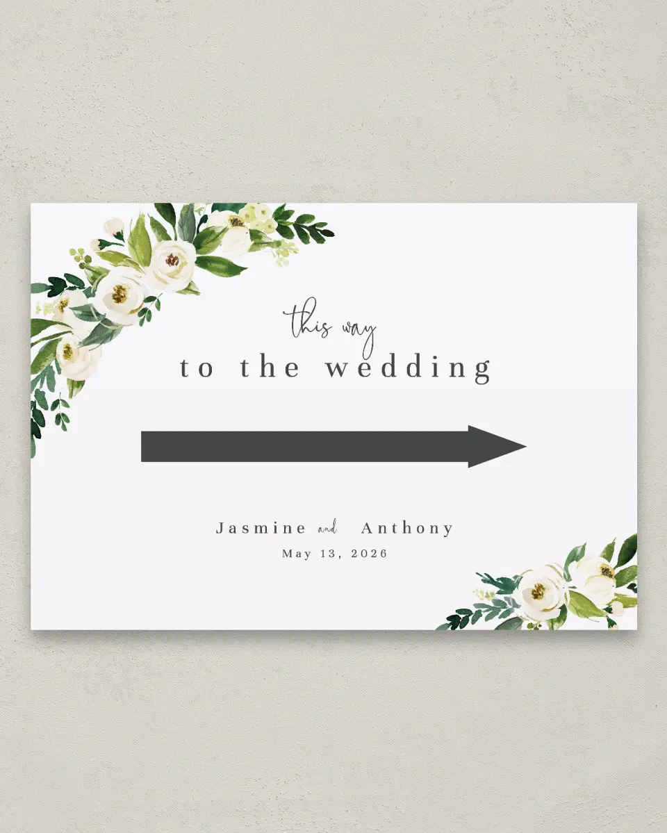 This is a 20" x 28" Direction Sign called Wedding Florals printed in full color