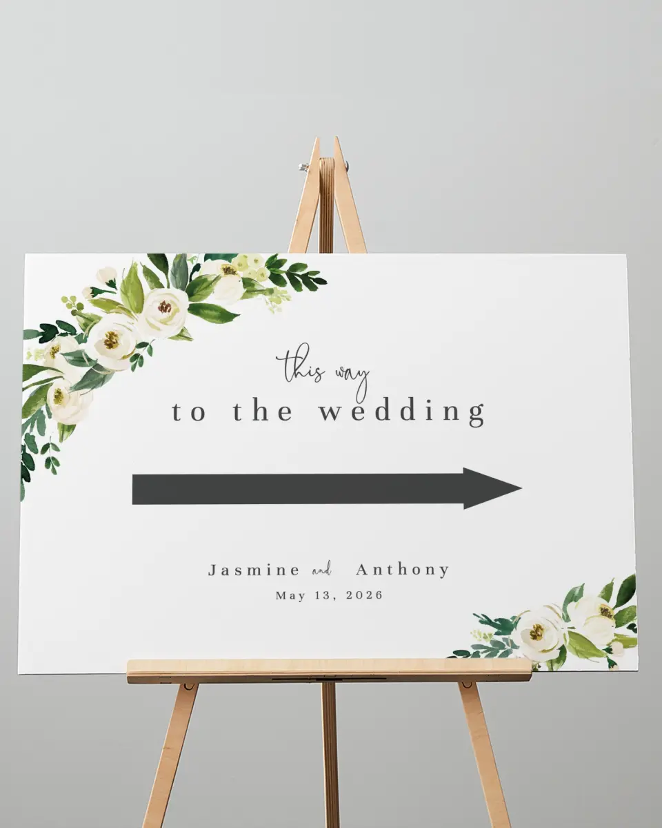 This is a 20" x 28" Direction Sign called Wedding Florals printed in full color