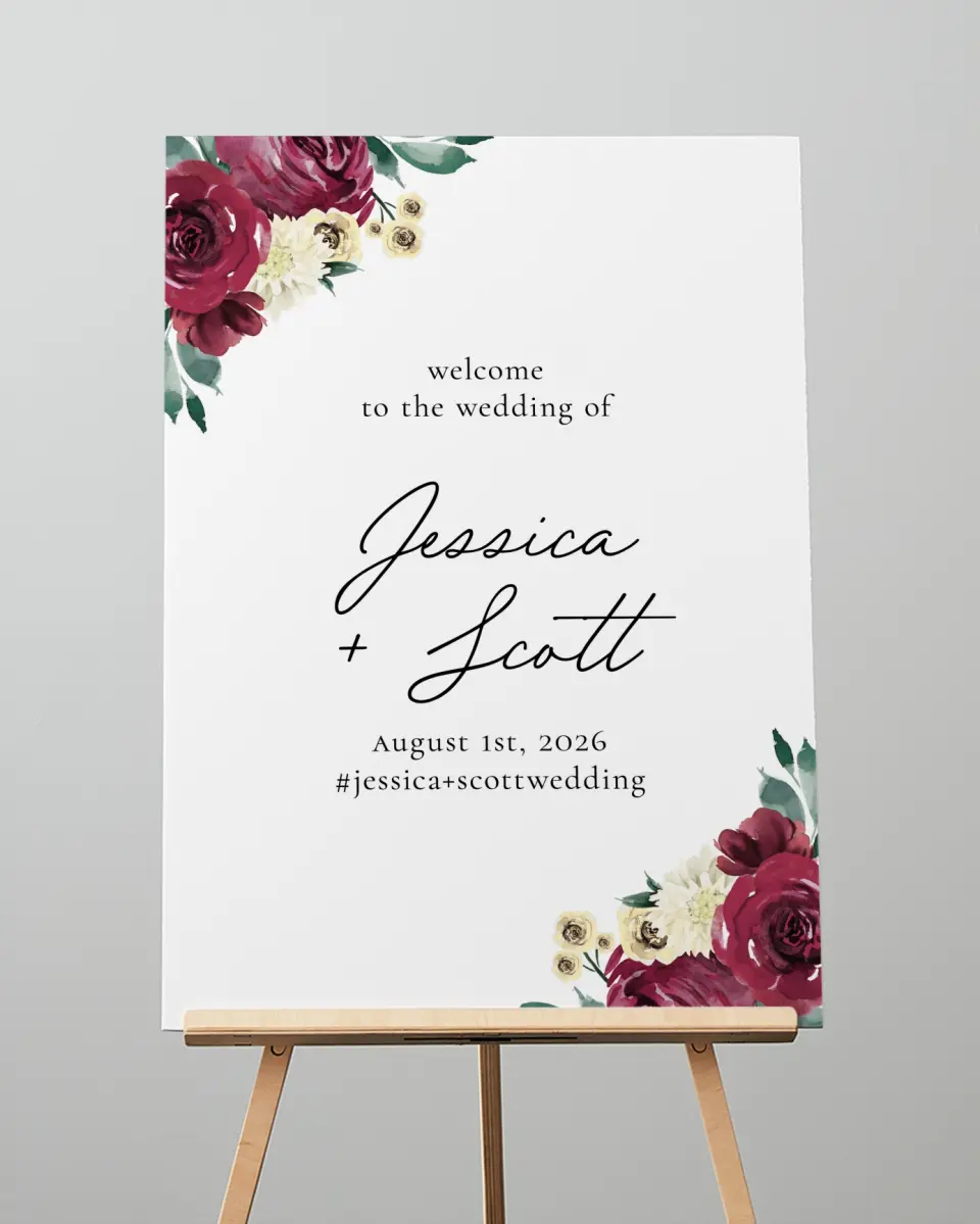 This is a 20" x 28" Welcome Sign called Floral Touch printed in full color