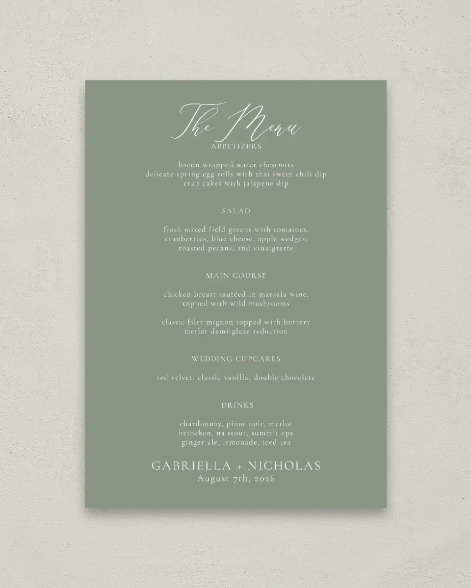 This is a 20" x 28" Menu Sign called Minimalist Type printed in full color