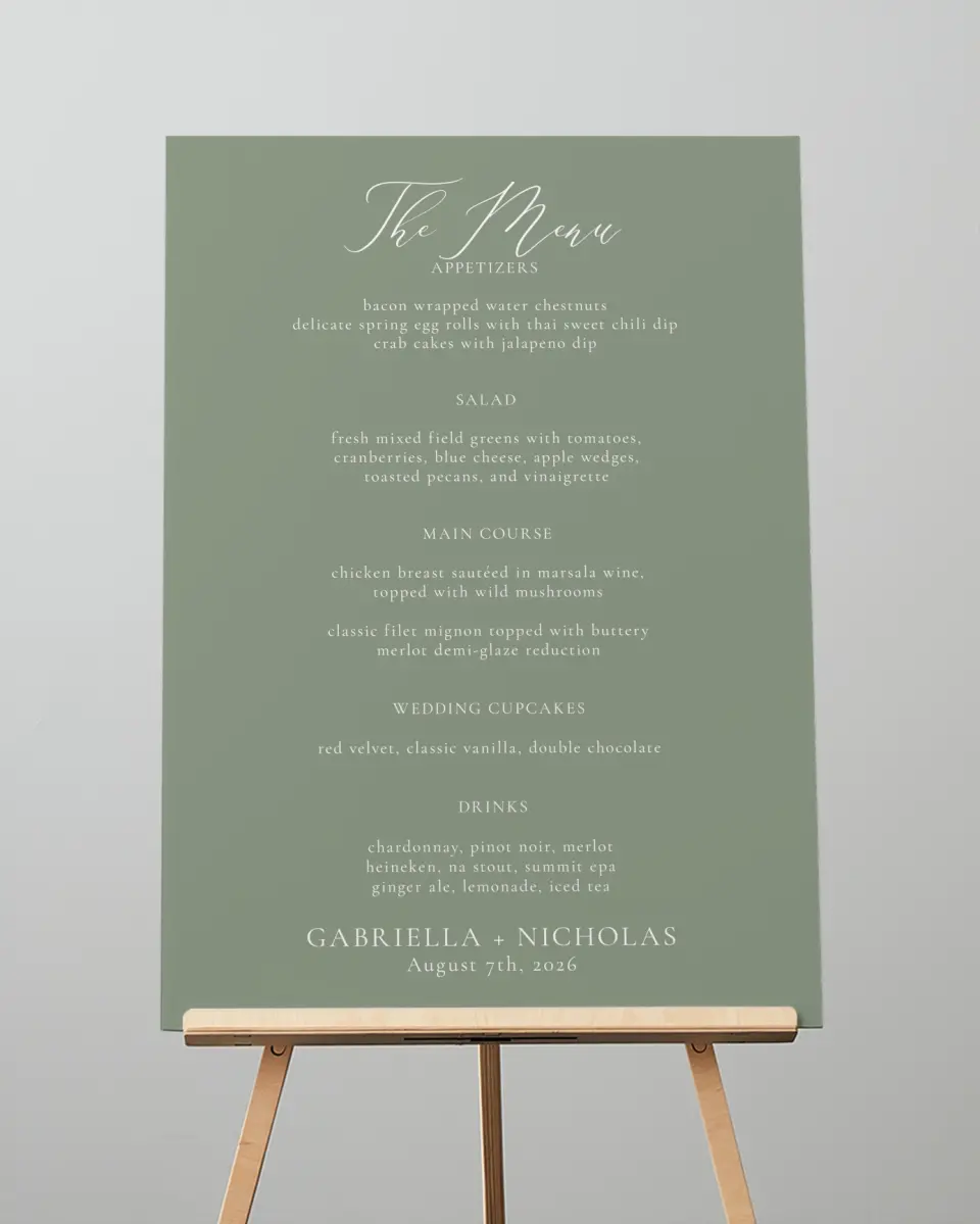 This is a 20" x 28" Menu Sign called Minimalist Type printed in full color