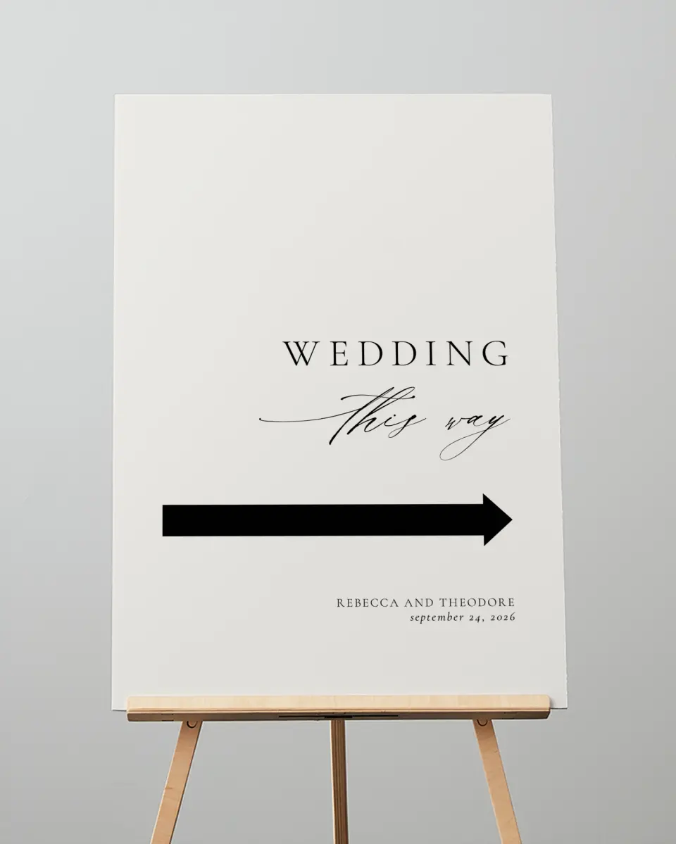 This is a 20" x 28" Direction Sign called Simply Elegant printed in full color