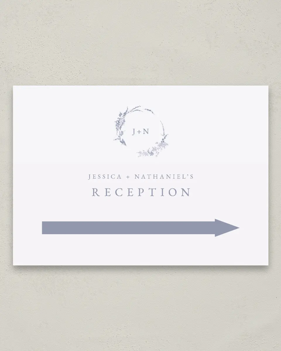 This is a 20" x 28" Direction Sign called Dainty Wreath printed in full color