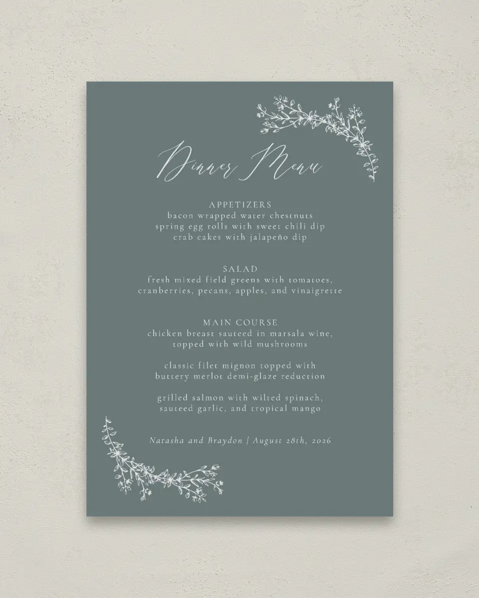 This is a 20" x 28" Menu Sign called Timeless Order printed in full color