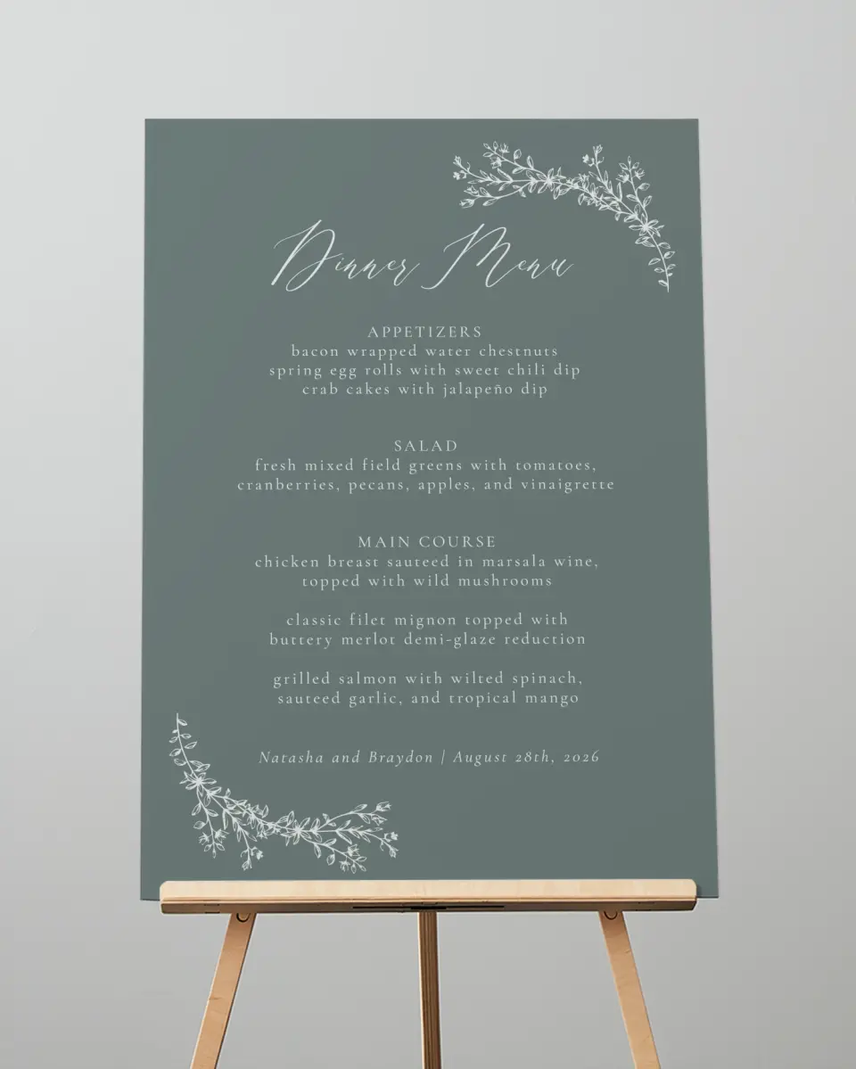 This is a 20" x 28" Menu Sign called Timeless Order printed in full color