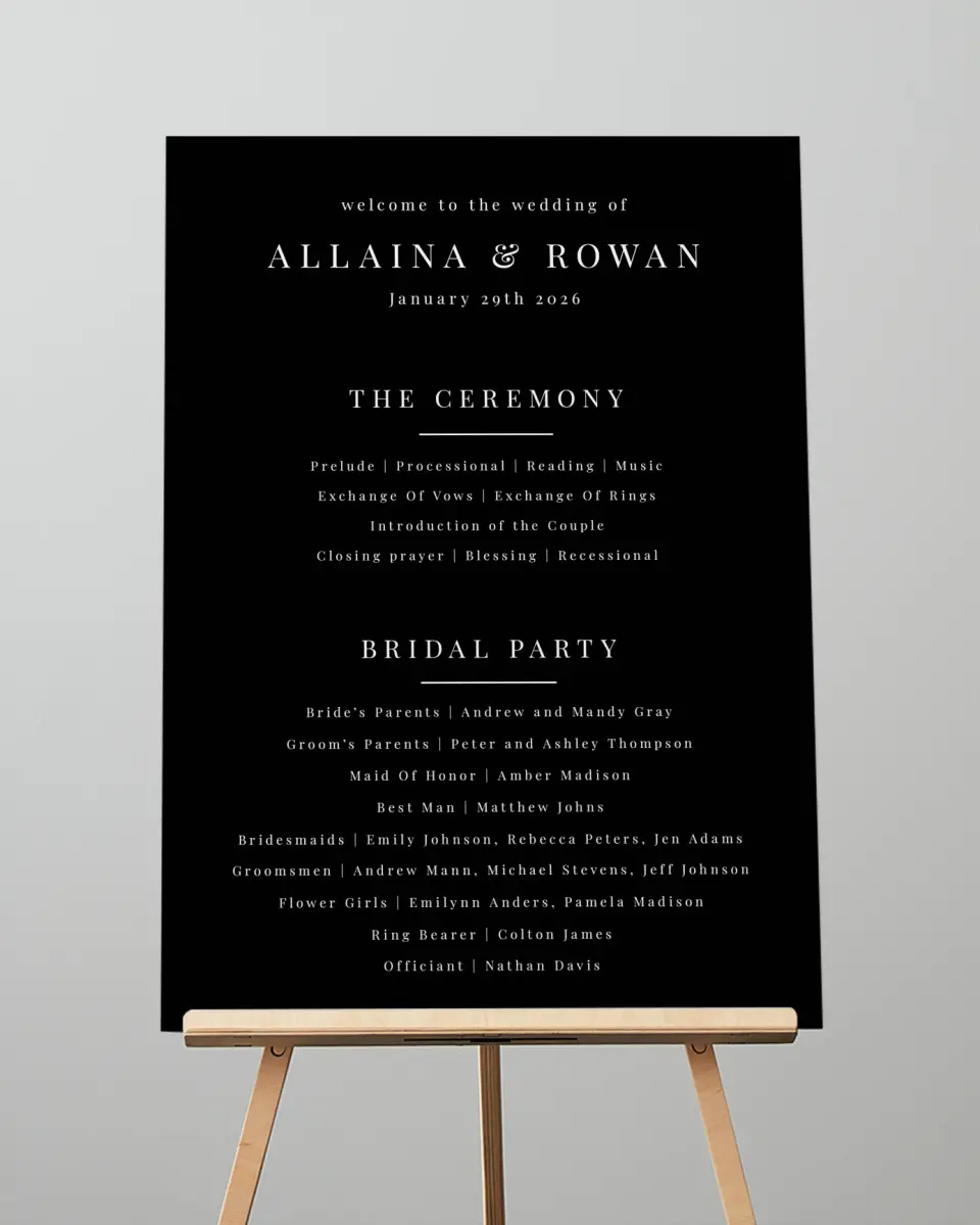 This is a 20" x 28" Ceremony Sign called Pure Devotion printed in full color