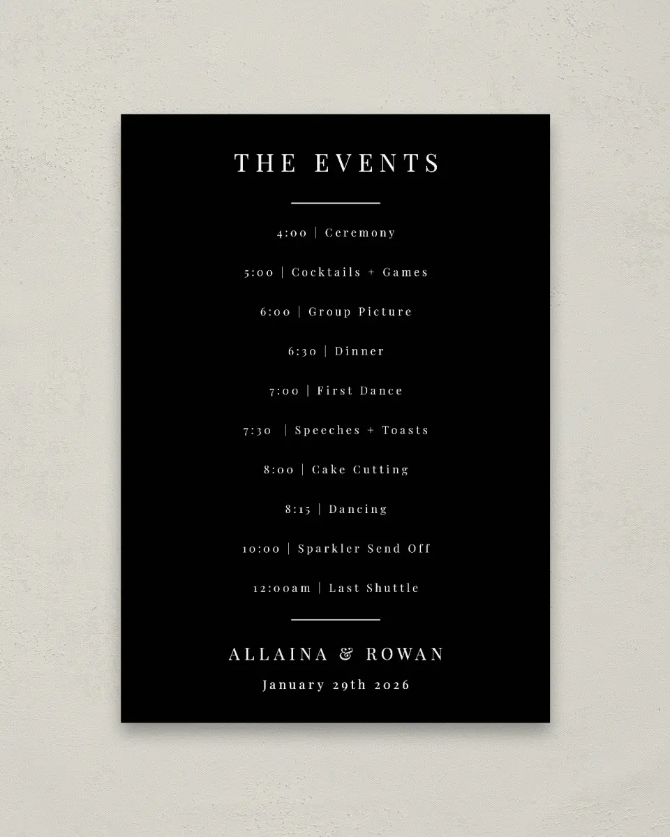 This is a 20" x 28" Schedule Sign called Pure Devotion printed in full color