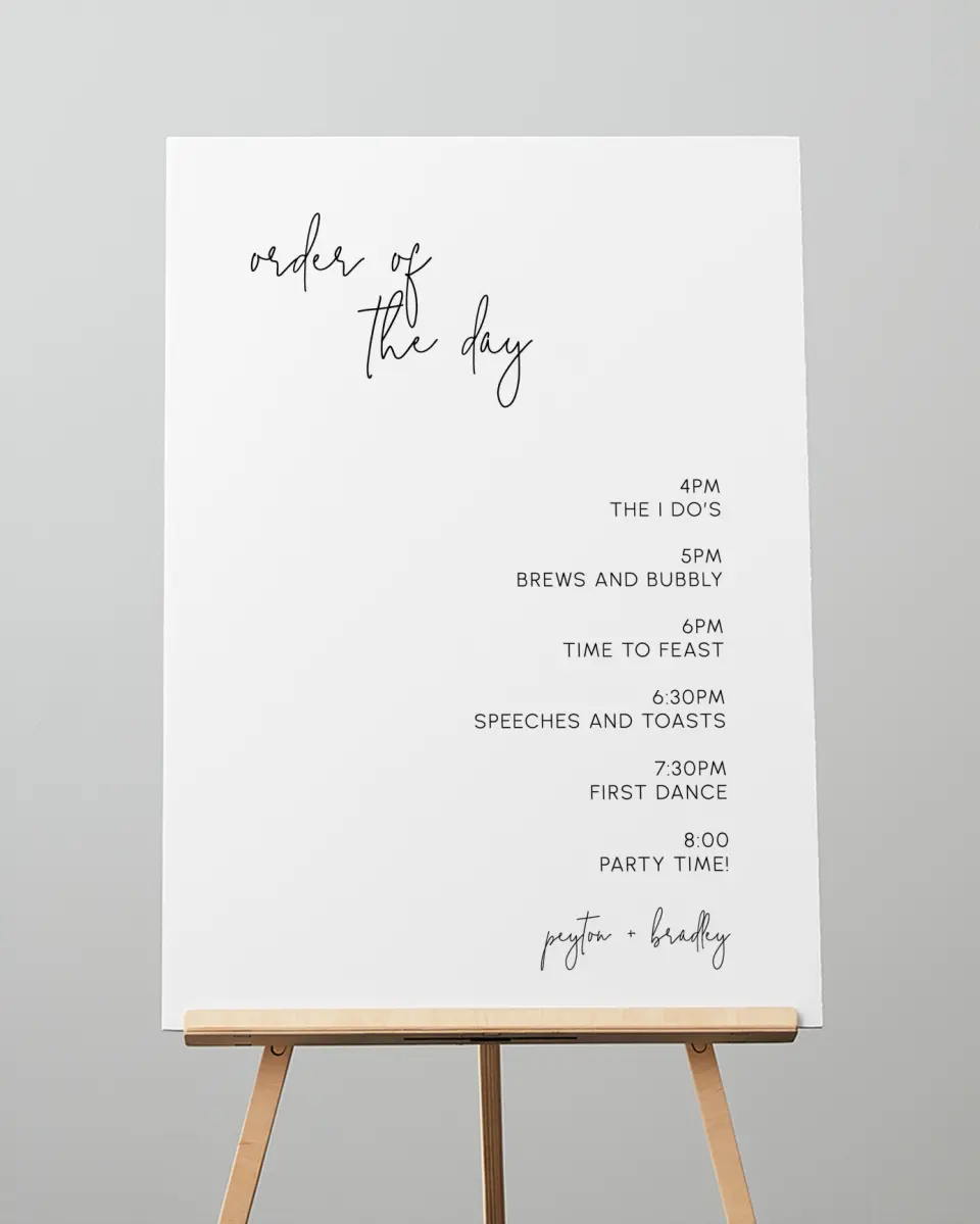This is a 20" x 28" Schedule Sign called Mod Aesthetic printed in full color