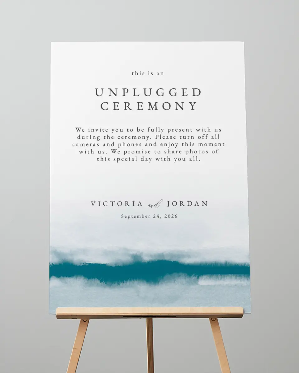 This is a 20" x 28" Unplugged Sign called Shore Impression printed in full color with Gold foil