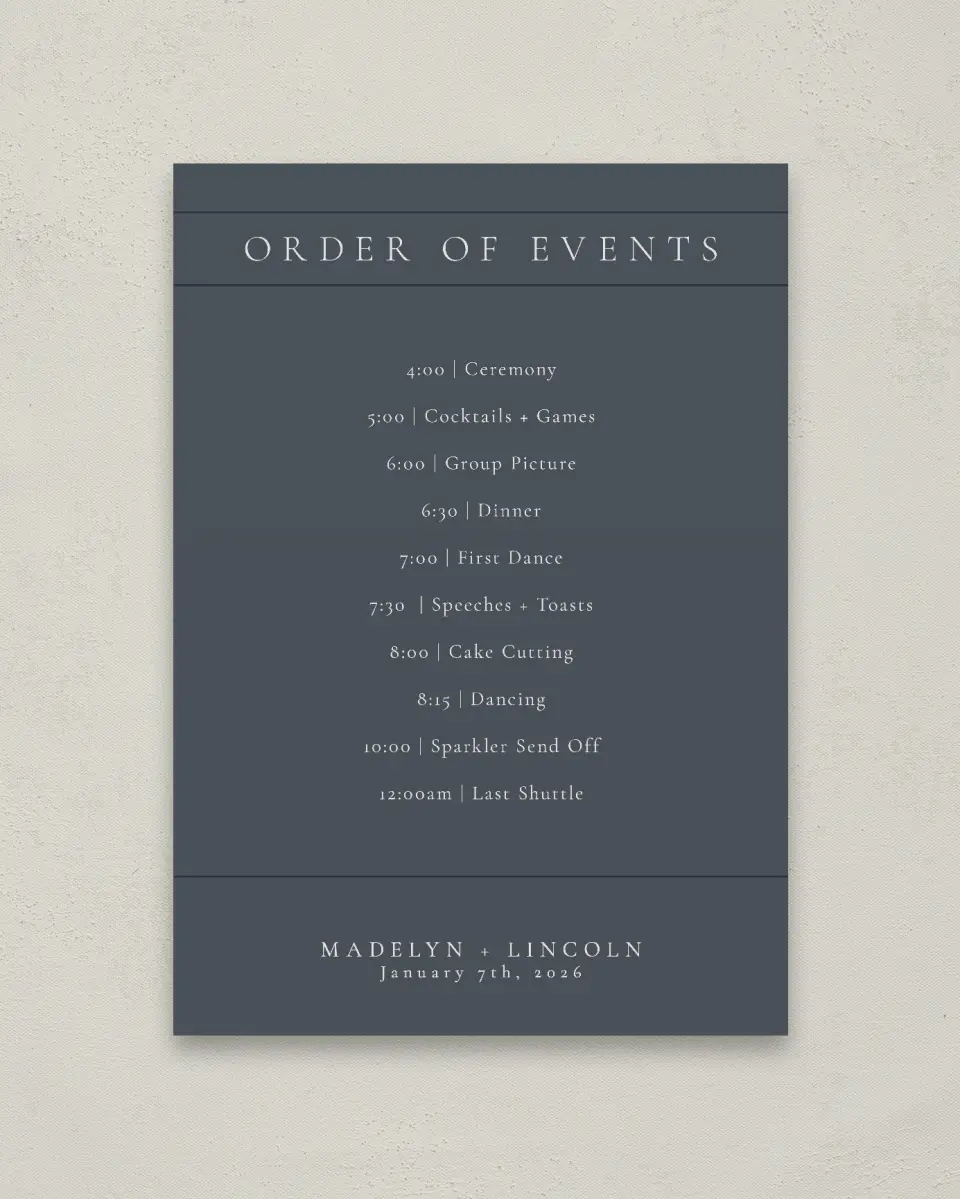This is a 20" x 28" Schedule Sign called Subtle Wreath printed in full color