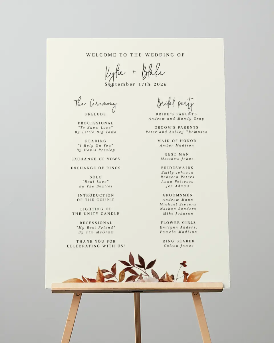 This is a 20" x 28" Ceremony Sign called Country Blooms printed in full color