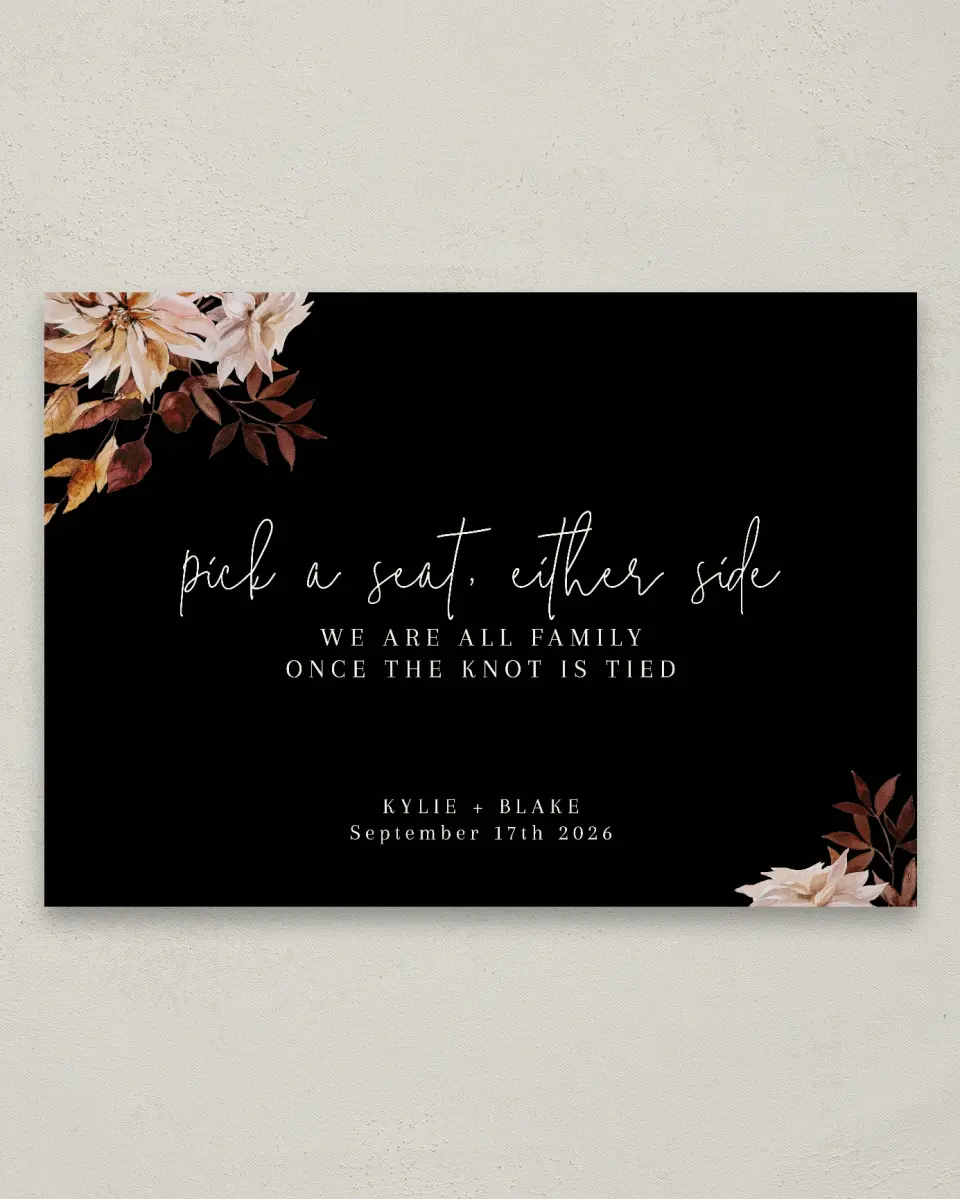 This is a 20" x 28" Pick a Seat Sign called Country Blooms printed in full color
