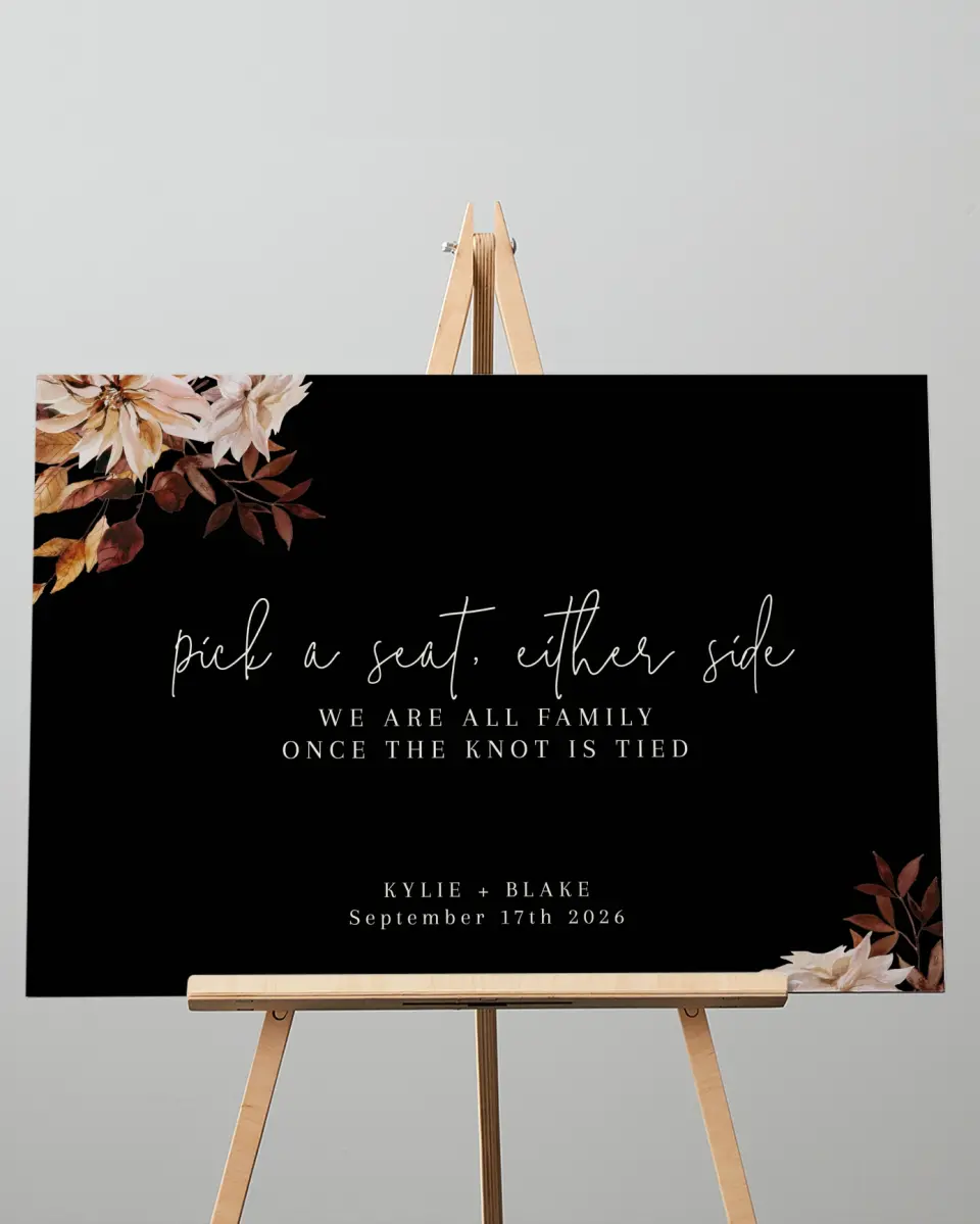 This is a 20" x 28" Pick a Seat Sign called Country Blooms printed in full color
