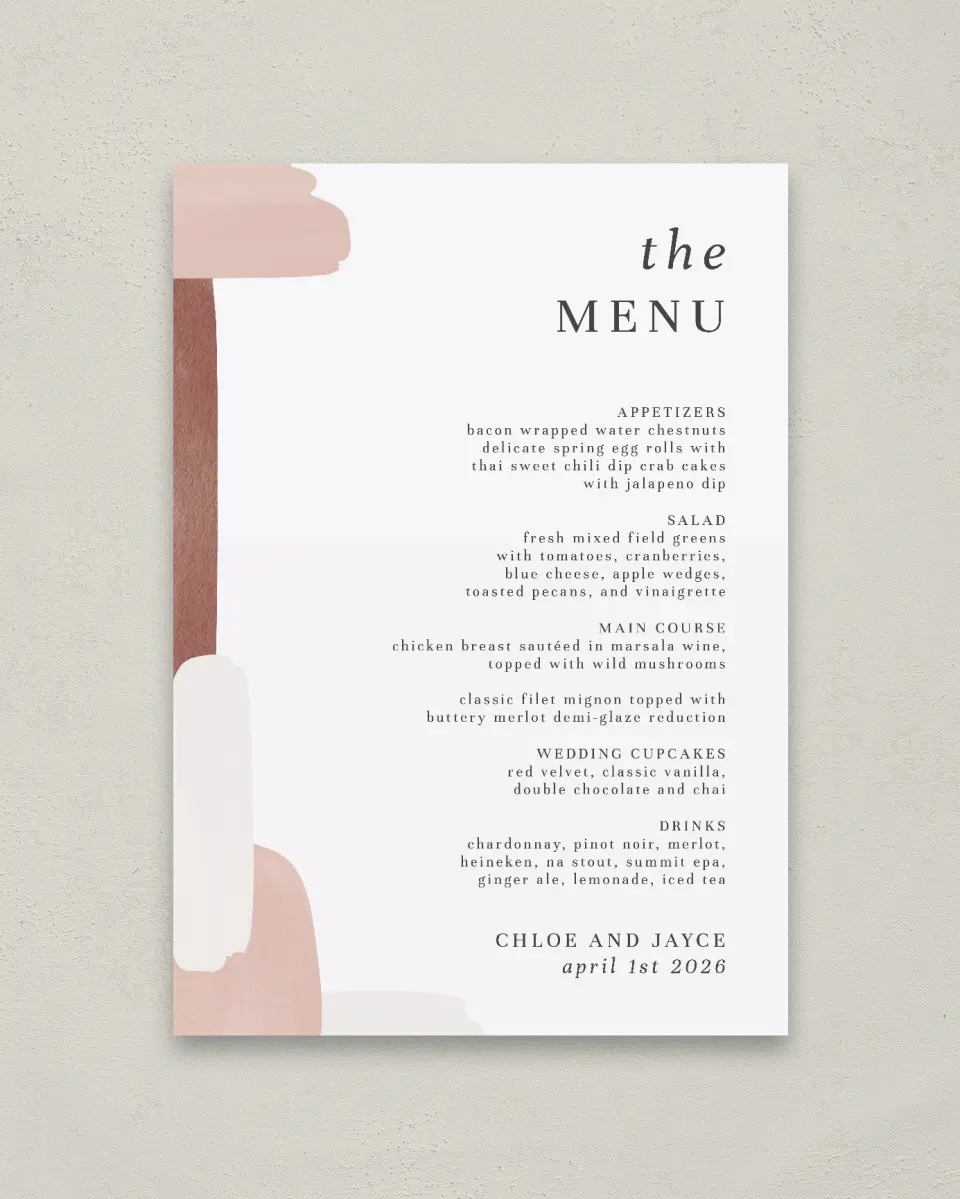 This is a 20" x 28" Menu Sign called Mod Paint printed in full color