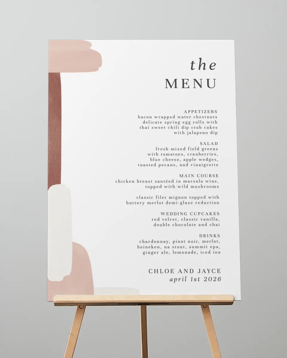 This is a 20" x 28" Menu Sign called Mod Paint printed in full color with Silver foil