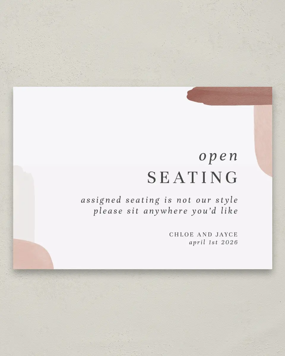 This is a 20" x 28" Pick a Seat Sign called Mod Paint printed in full color