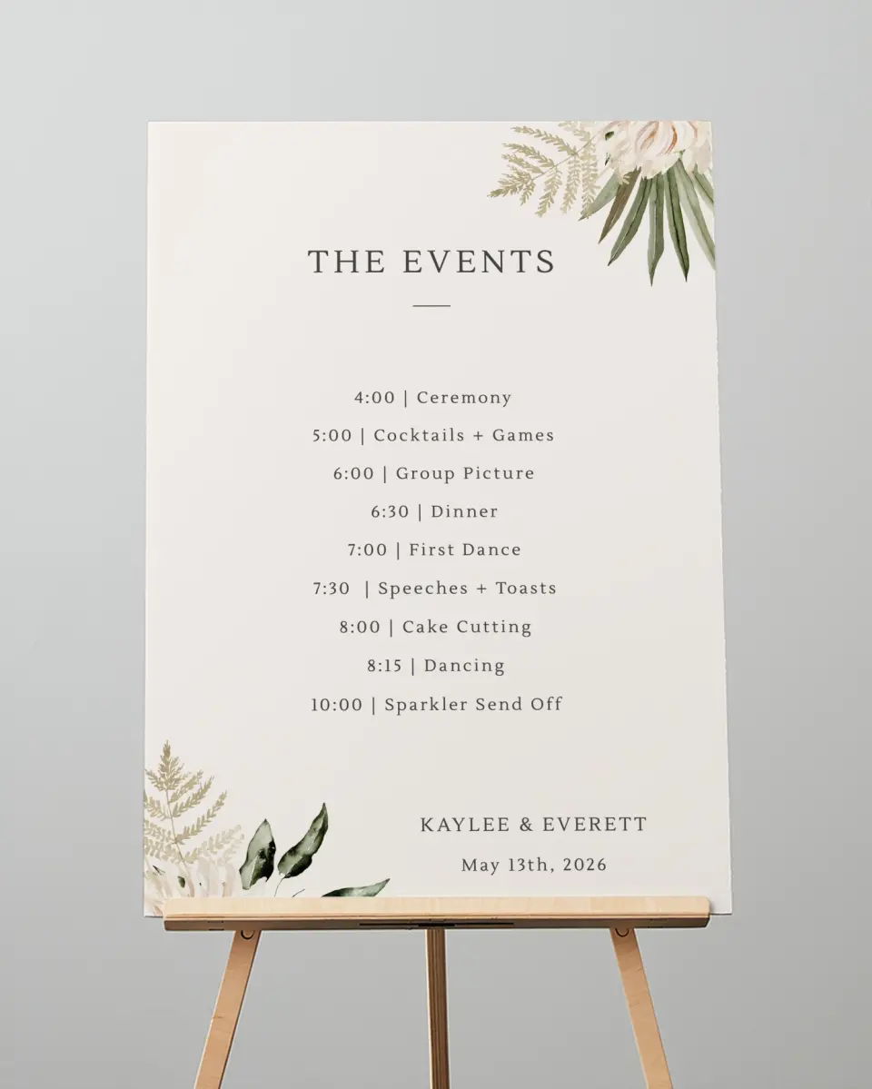 This is a 20" x 28" Schedule Sign called Serene Flora printed in full color