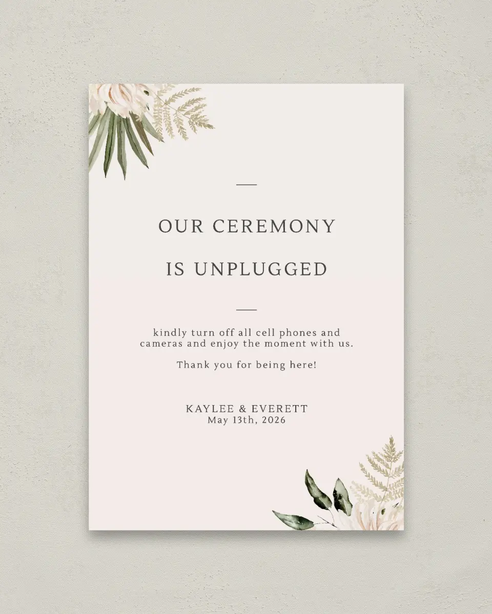 This is a 20" x 28" Unplugged Sign called Serene Flora printed in full color