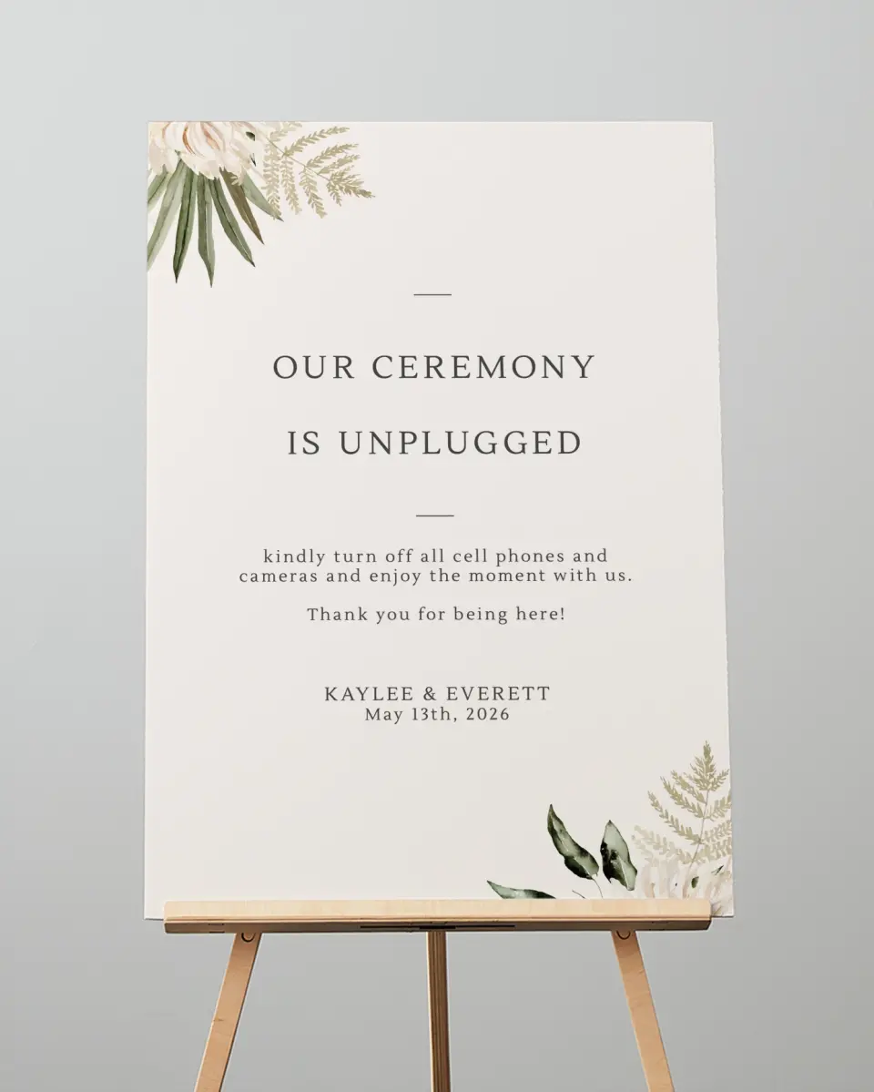 This is a 20" x 28" Unplugged Sign called Serene Flora printed in full color
