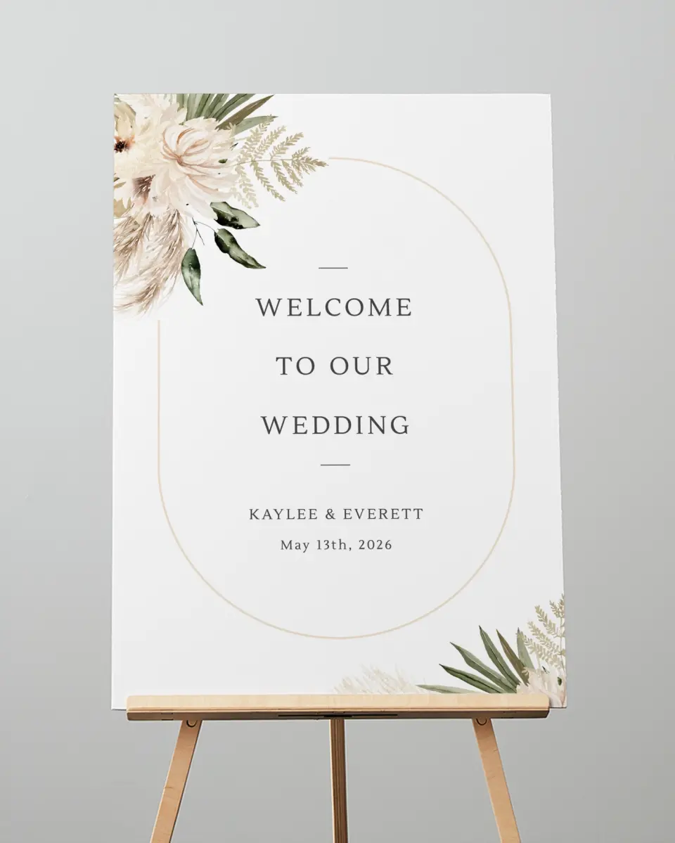 This is a 20" x 28" Welcome Sign called Serene Flora printed in full color