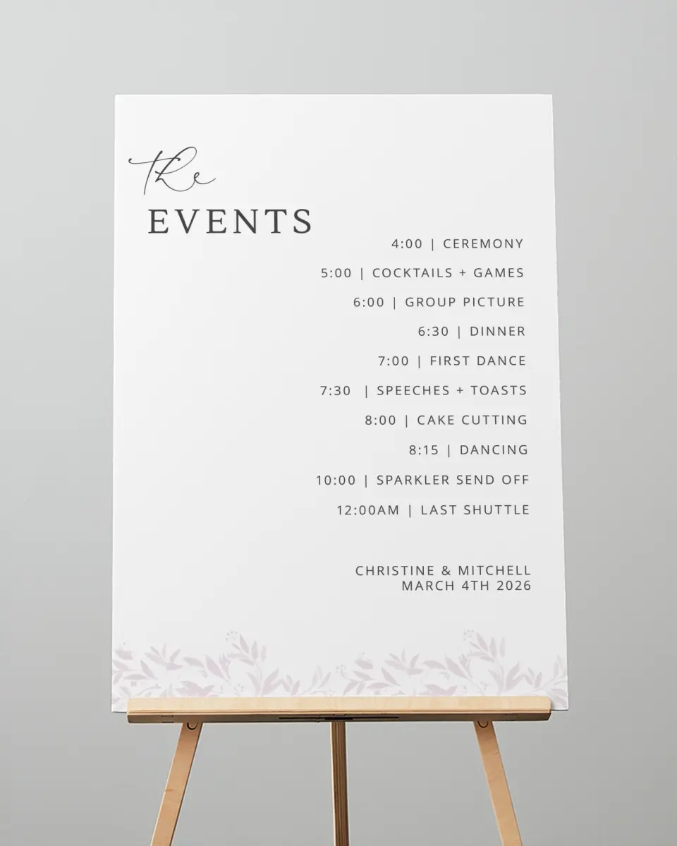 This is a 20" x 28" Schedule Sign called Lush Leaves printed in full color