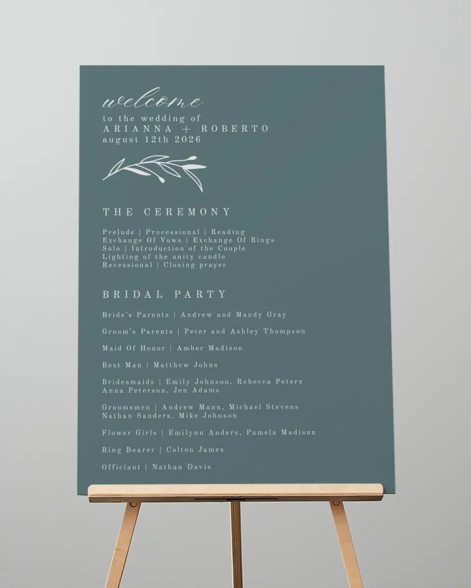This is a 20" x 28" Ceremony Sign called Growing Arc printed in full color