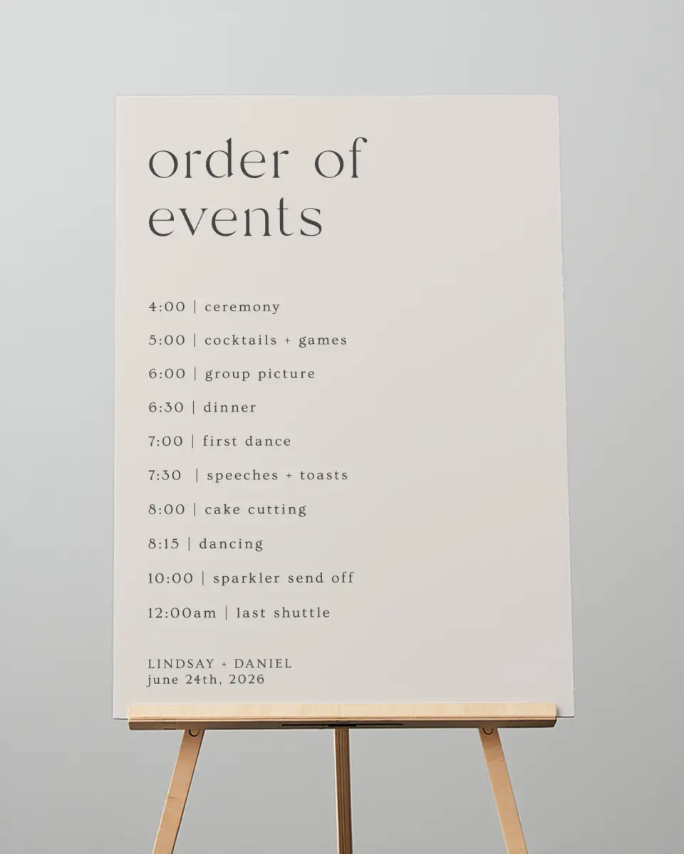 This is a 20" x 28" Schedule Sign called Simple Gathering printed in full color