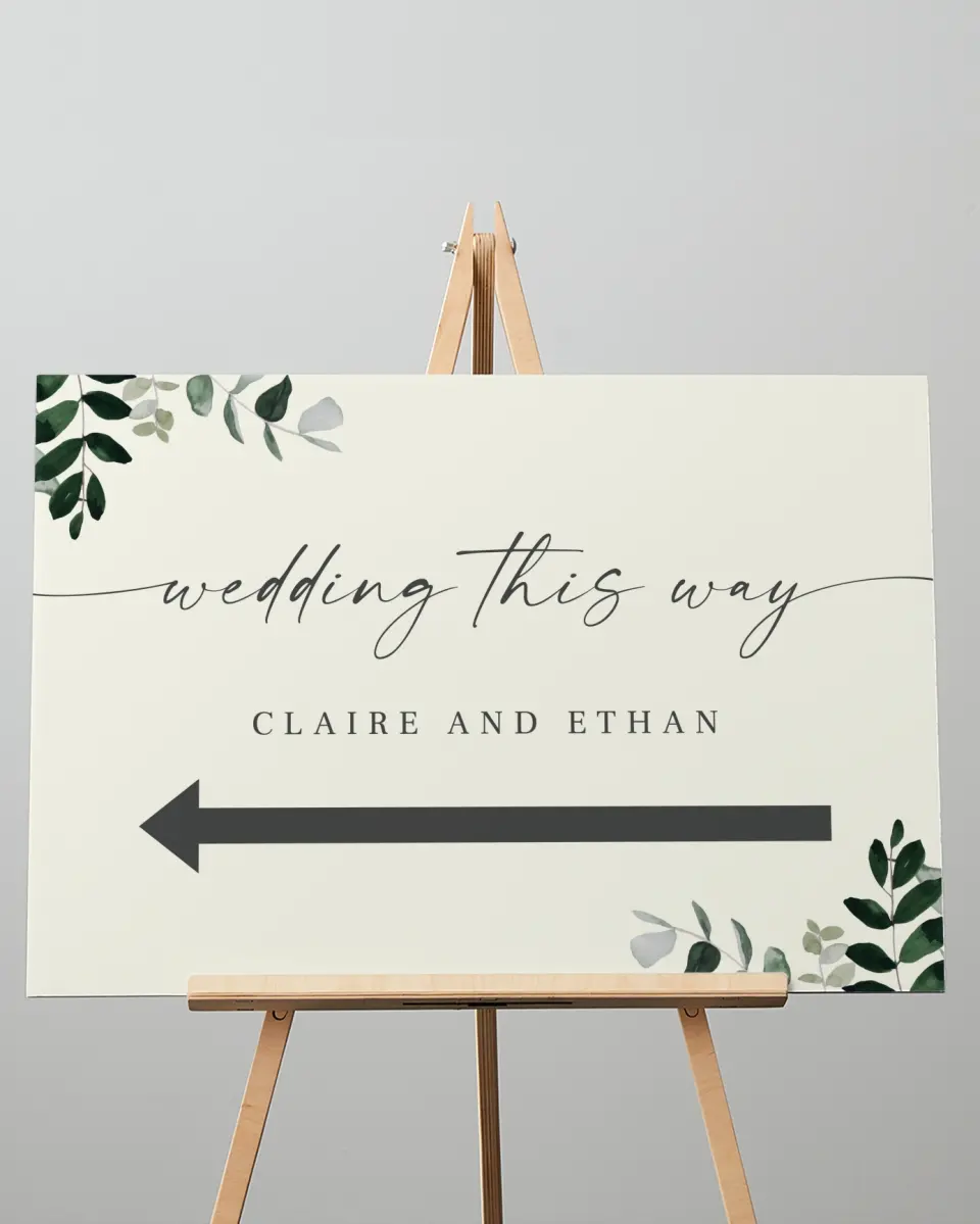 This is a 20" x 28" Direction Sign called Eucalyptus Greenery printed in full color