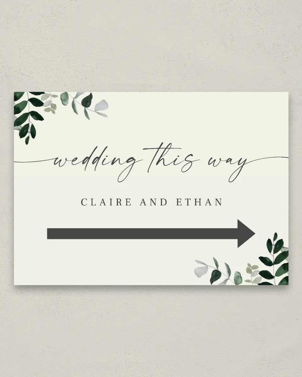This is a 20" x 28" Direction Sign called Eucalyptus Greenery printed in full color