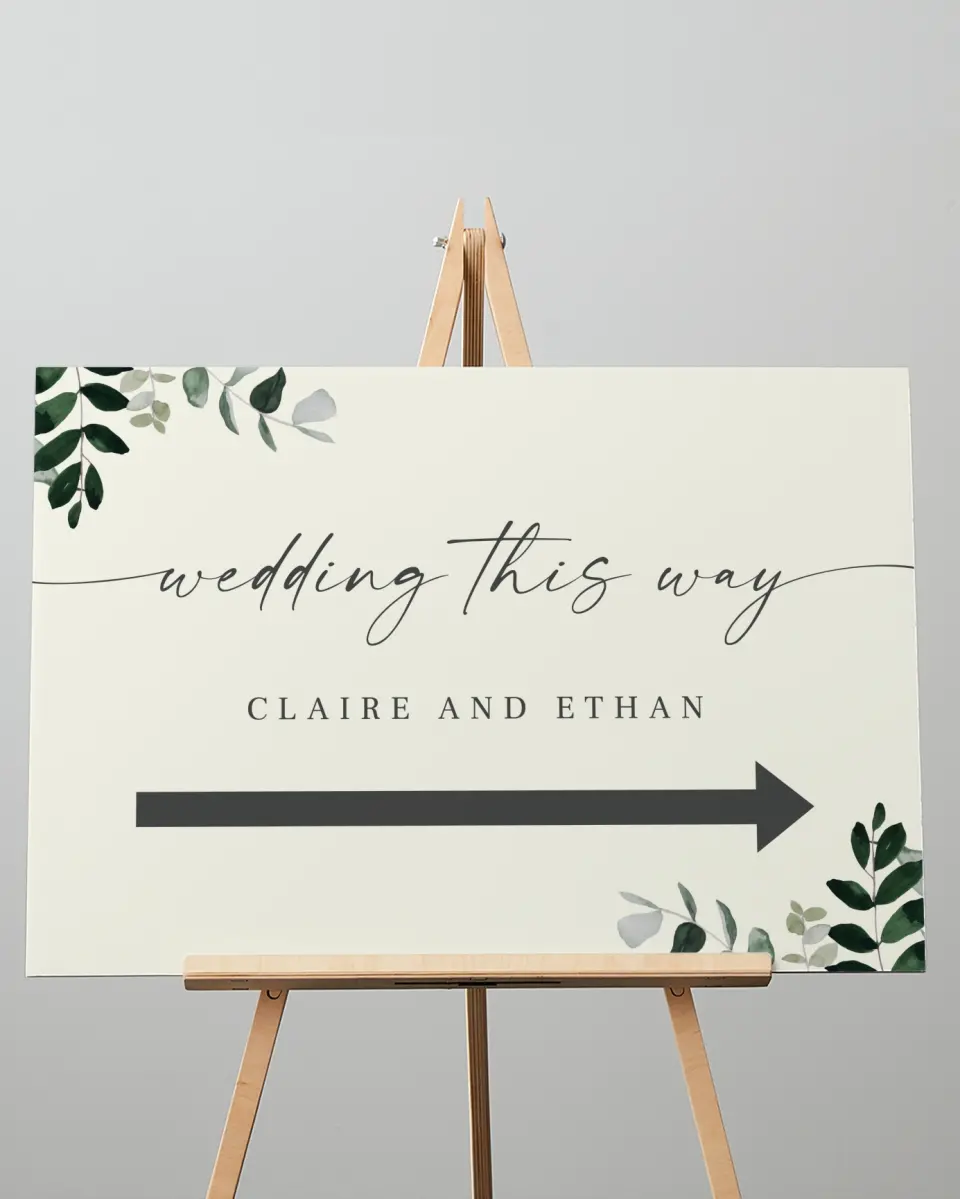 This is a 20" x 28" Direction Sign called Eucalyptus Greenery printed in full color